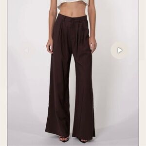 NONchalant Brown Wide-Leg Palazzo Pants